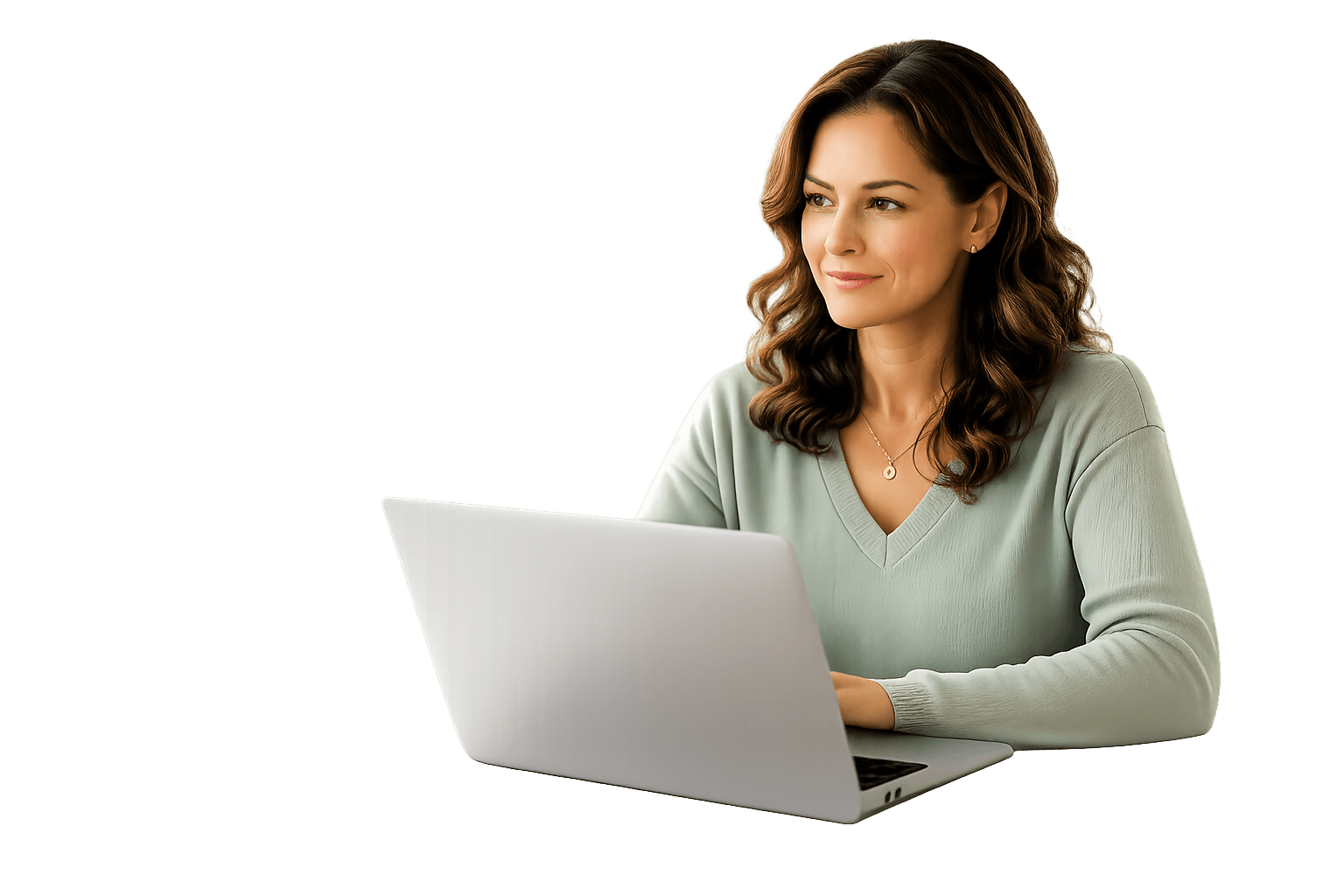 A woman researching online GLP-1 providers on her laptop at home